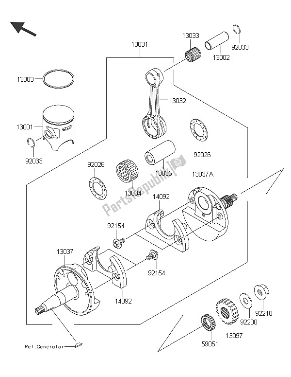 Toutes les pièces pour le Vilebrequin Et Piston (s) du Kawasaki KX 85 LW 2016