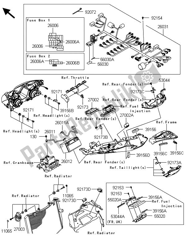 All parts for the Chassis Electrical Equipment of the Kawasaki Ninja ZX 6R 600 2013