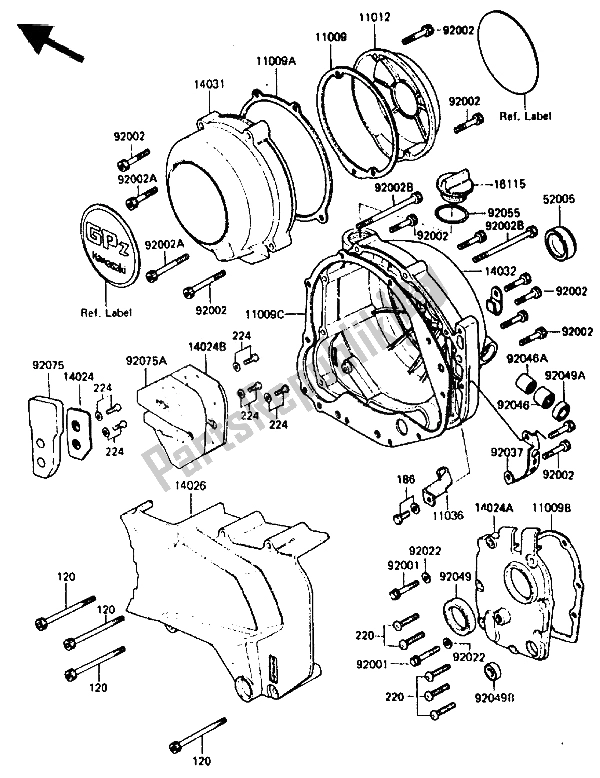 Todas las partes para Cubierta Del Motor de Kawasaki GPZ 750 1987