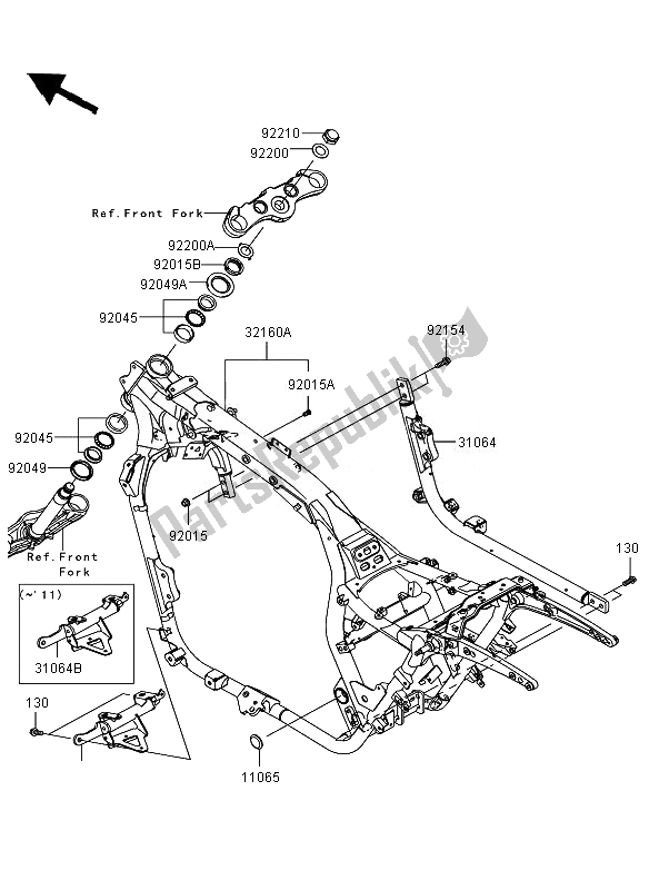 All parts for the Frame of the Kawasaki VN 1700 Voyager ABS 2011