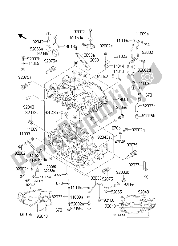 Todas as partes de Bloco Do Motor do Kawasaki KLE 500 2002