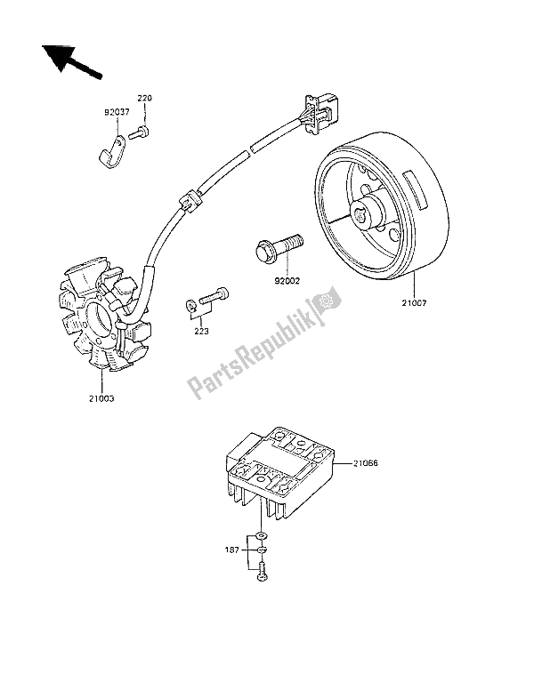 All parts for the Generator of the Kawasaki GPZ 305 Belt Drive 1988