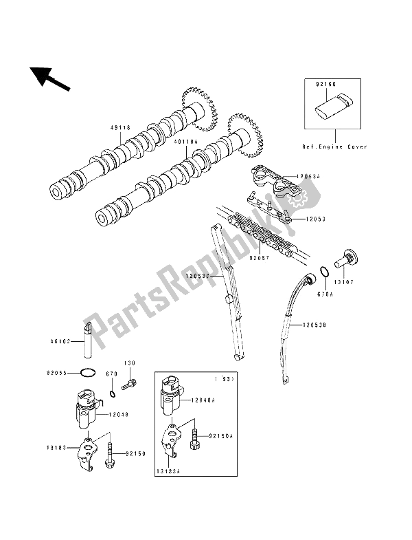 Todas as partes de árvore De Cames E Tensor do Kawasaki ZXR 400 1993