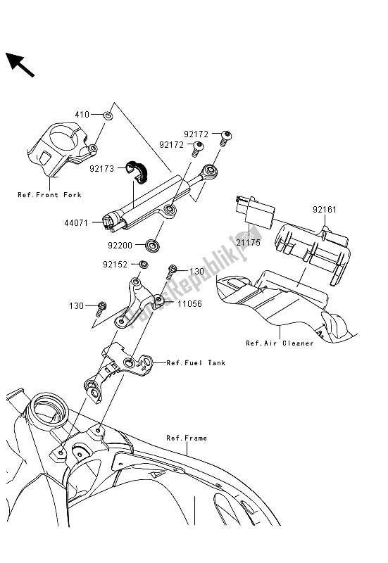 All parts for the Steering Damper of the Kawasaki Ninja ZX 10R ABS 1000 2013