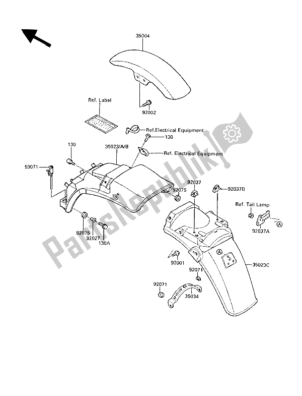 All parts for the Fenders of the Kawasaki ZL 1000 1987