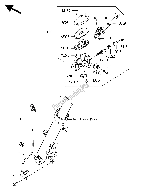 Tutte le parti per il Pompa Freno Anteriore del Kawasaki ER 6F ABS 650 2012