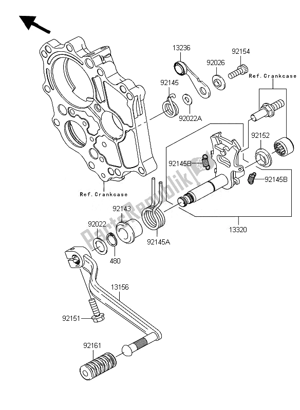 Wszystkie części do Mechanizm Zmiany Biegów Kawasaki ER 6N 650 2010