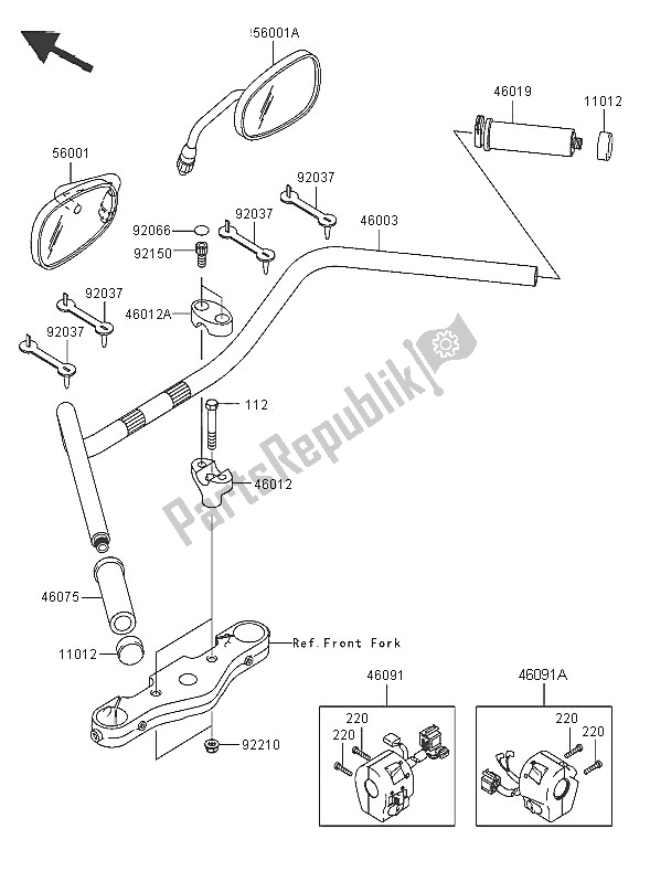 All parts for the Handlebar of the Kawasaki VN 1600 Classic Tourer 2005