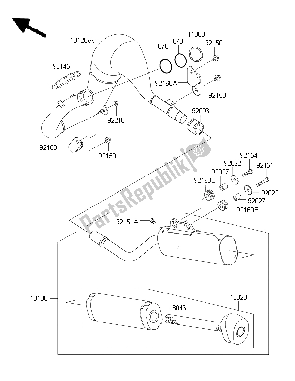 All parts for the Muffler(s) of the Kawasaki KX 65 2015