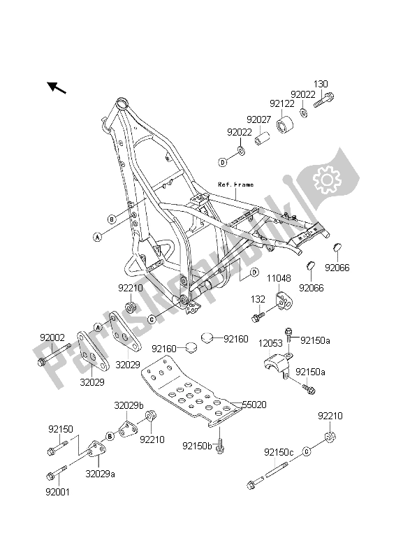 Alle onderdelen voor de Frame Hulpstukken van de Kawasaki KLX 300R 2000