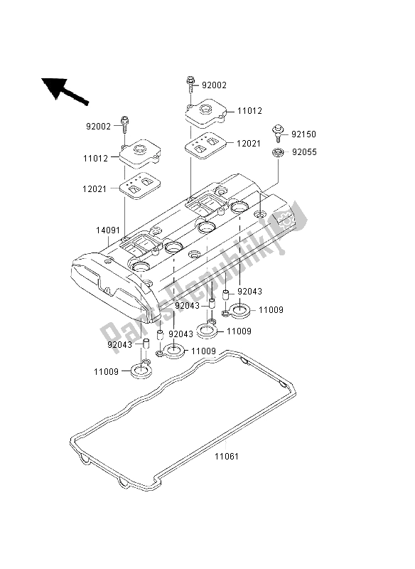 All parts for the Cylinder Head Cover of the Kawasaki ZRX 1200 2003