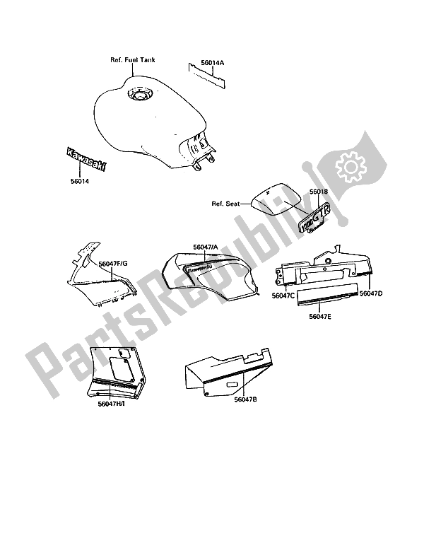 Alle onderdelen voor de Stickers van de Kawasaki 1000 GTR 1989