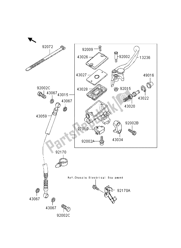 All parts for the Front Master Cylinder of the Kawasaki GPZ 500S UK 1995