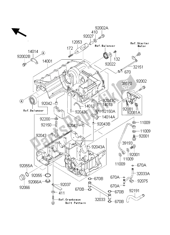 Todas as partes de Bloco Do Motor do Kawasaki ZRX 1200 2004