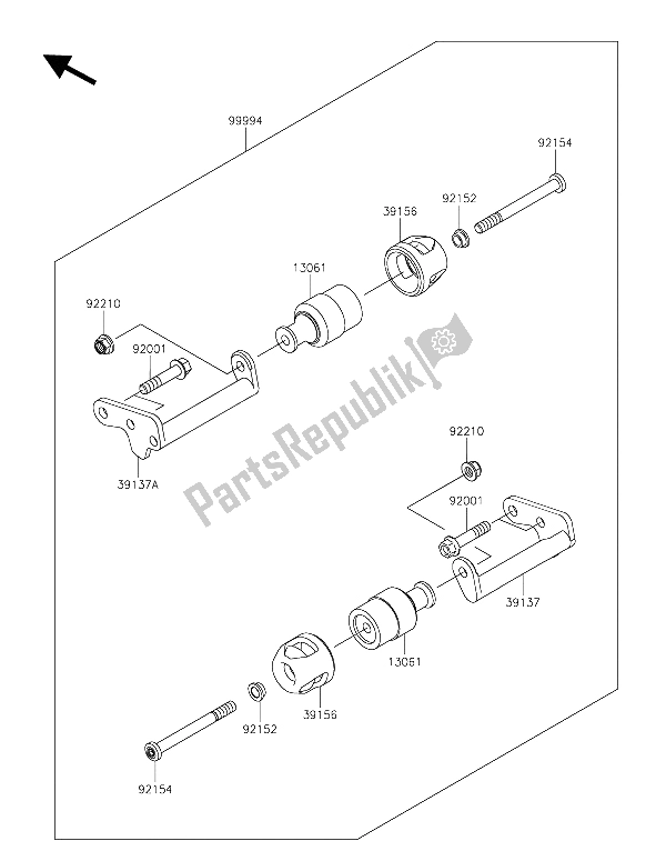 All parts for the Accessory (engine Guard) of the Kawasaki Z 300 2015