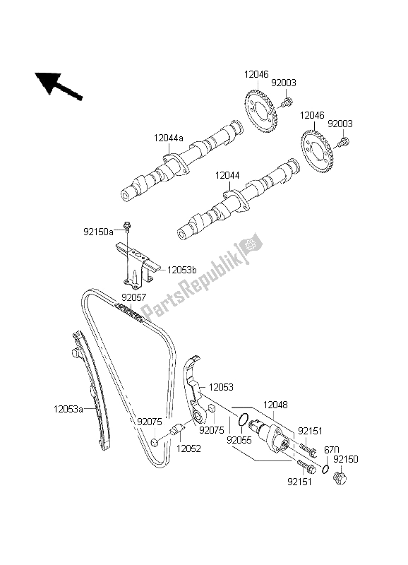 Alle onderdelen voor de Nokkenas En Spanner van de Kawasaki ZR 7S 750 2001