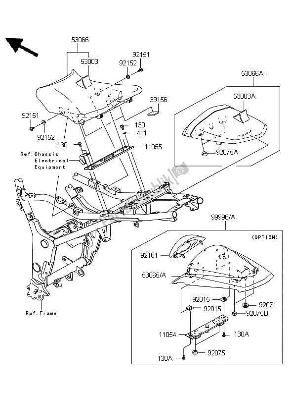 Toutes les pièces pour le Siège du Kawasaki Ninja 250R 2008