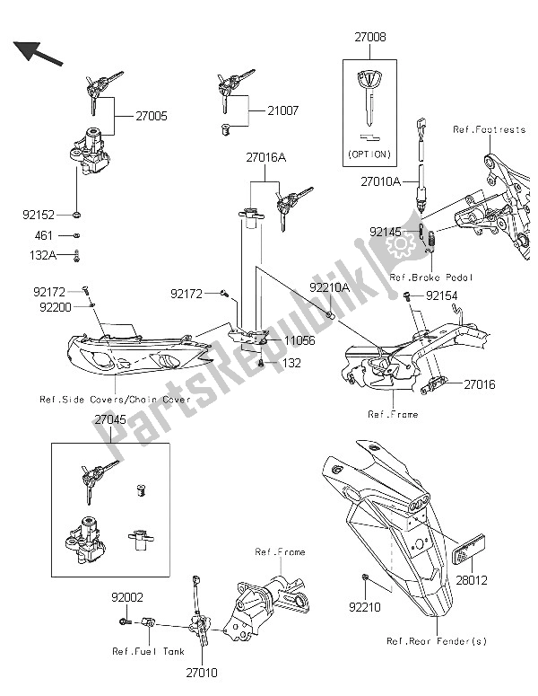 Tutte le parti per il Interruttore Di Accensione del Kawasaki ER 6N ABS 650 2016