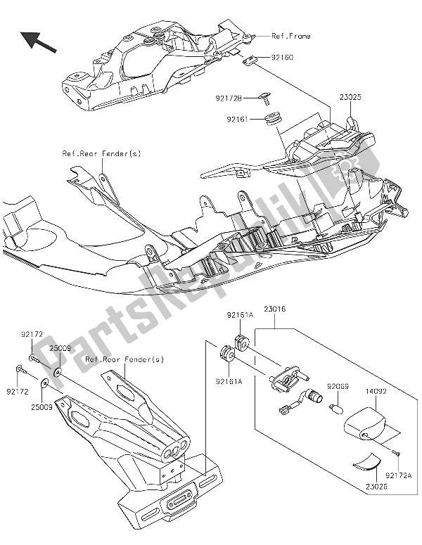 Todas as partes de Luzes Traseiras) do Kawasaki Ninja ZX 10R ABS 1000 2016