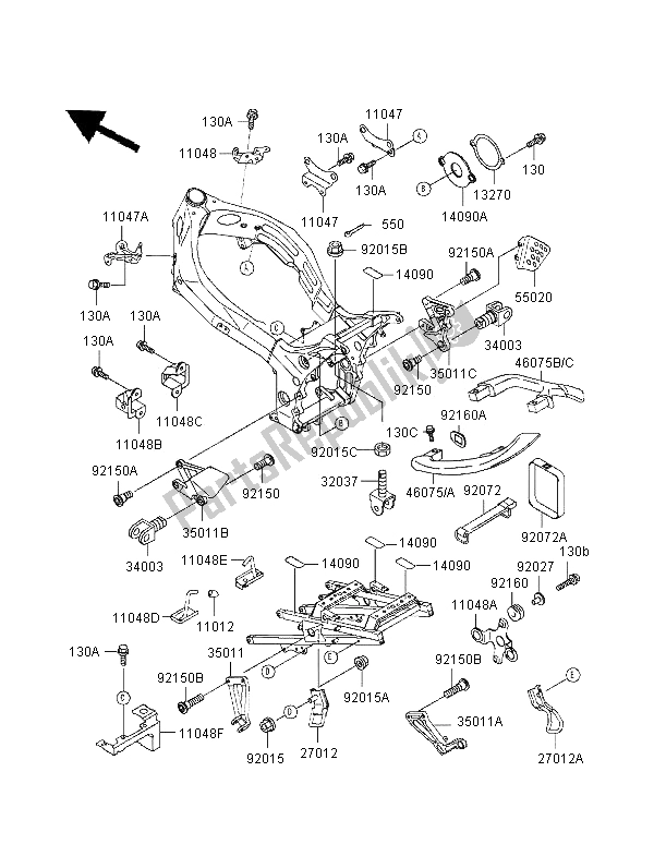 All parts for the Battery Case of the Kawasaki Ninja ZX 9R 900 1997