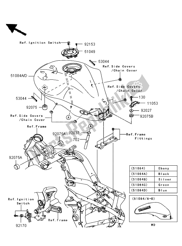 Tutte le parti per il Serbatoio Di Carburante del Kawasaki ER 6F ABS 650 2007