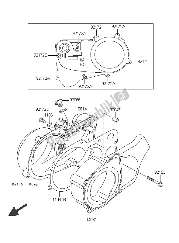 Tutte le parti per il Coperchio Del Motore del Kawasaki KFX 50 2005