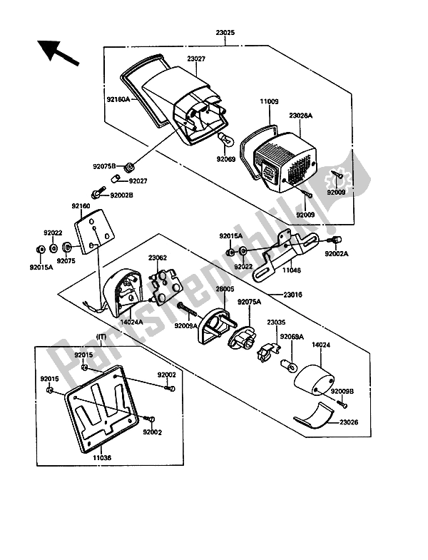All parts for the Tail Lamp of the Kawasaki VN 15 1500 1990