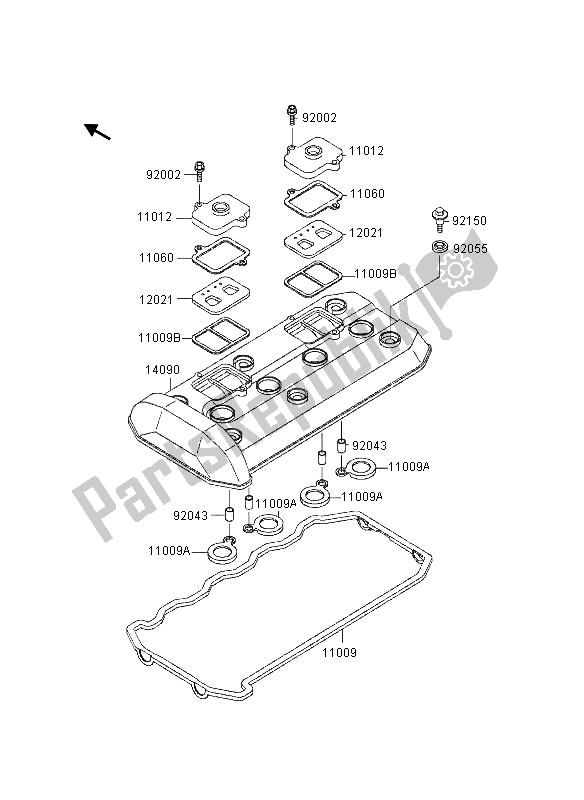 Toutes les pièces pour le Le Couvre-culasse du Kawasaki GPZ 1100 1995