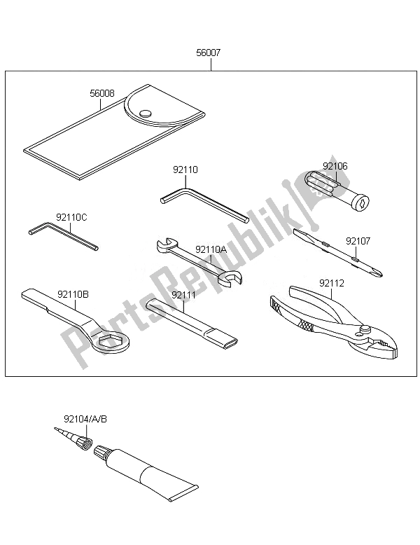 Todas as partes de Ferramentas De Proprietários do Kawasaki Ninja ZX 10R ABS 1000 2011