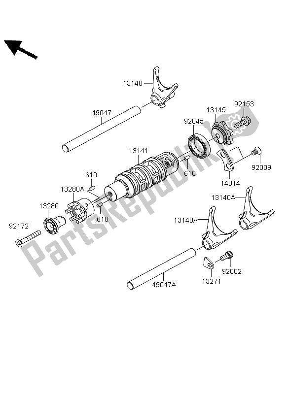 Toutes les pièces pour le Tambour De Changement De Vitesse Et Fourchette De Changement De Vitesse du Kawasaki Versys 650 2012