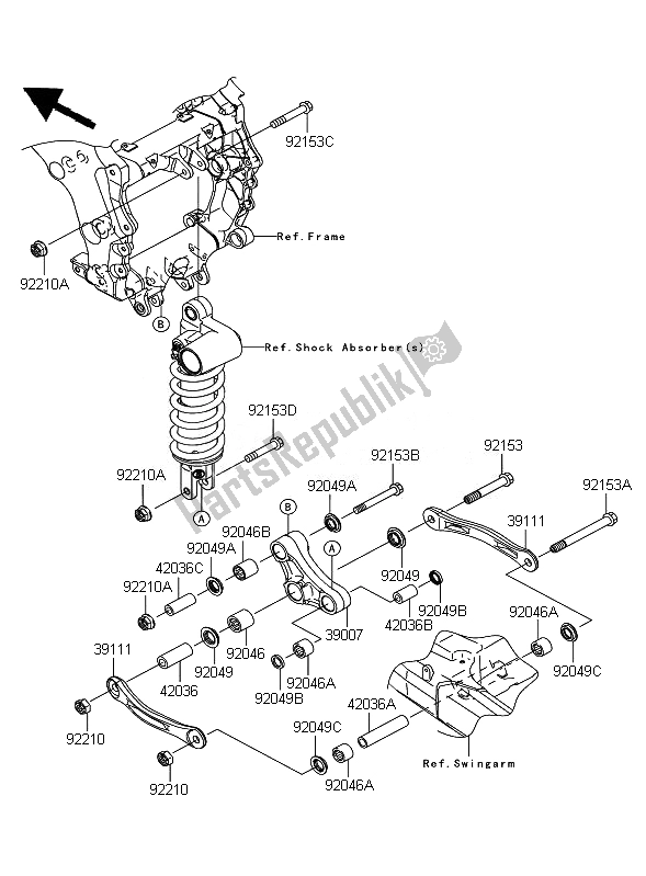 All parts for the Suspension of the Kawasaki ZZR 1400 ABS 2007