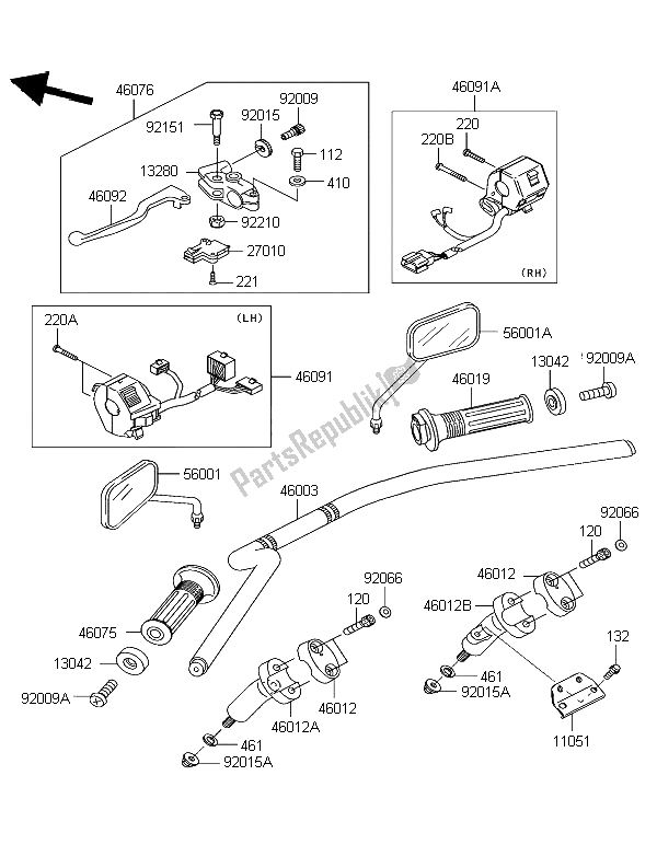Alle onderdelen voor de Stuur van de Kawasaki Eliminator 125 2004