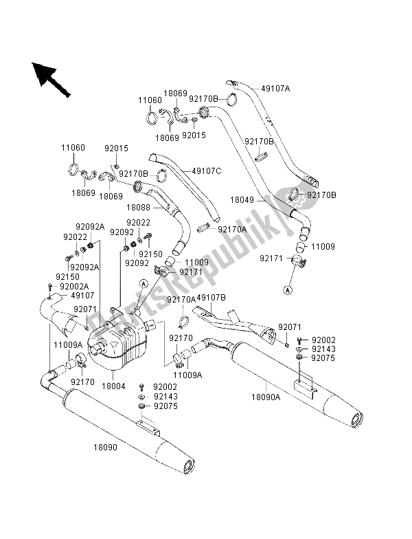 Todas las partes para Silenciador de Kawasaki VN 1500 Classic Tourer FI 2003