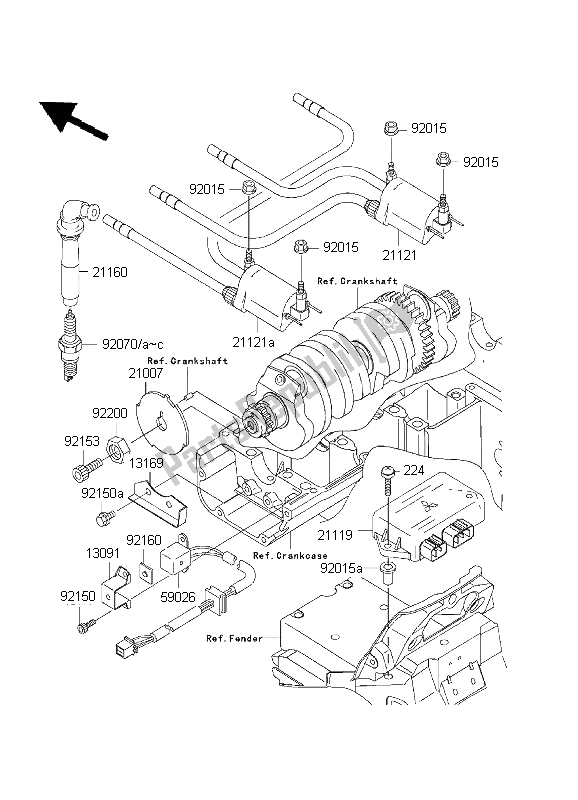 Tutte le parti per il Sistema Di Accensione del Kawasaki ZRX 1200 2001