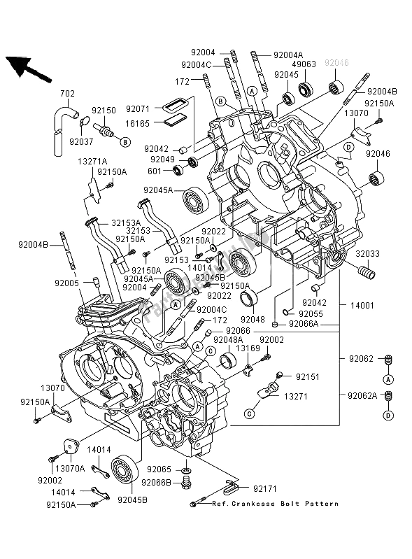 Todas as partes de Bloco Do Motor do Kawasaki VN 1600 Mean Streak 2006