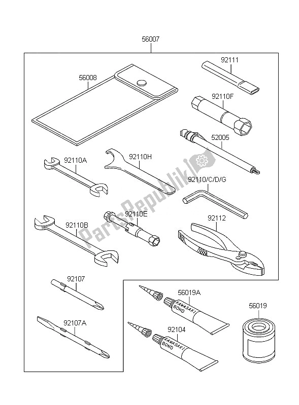 Alle onderdelen voor de Eigenaars Tools van de Kawasaki ZRX 1200R 2005