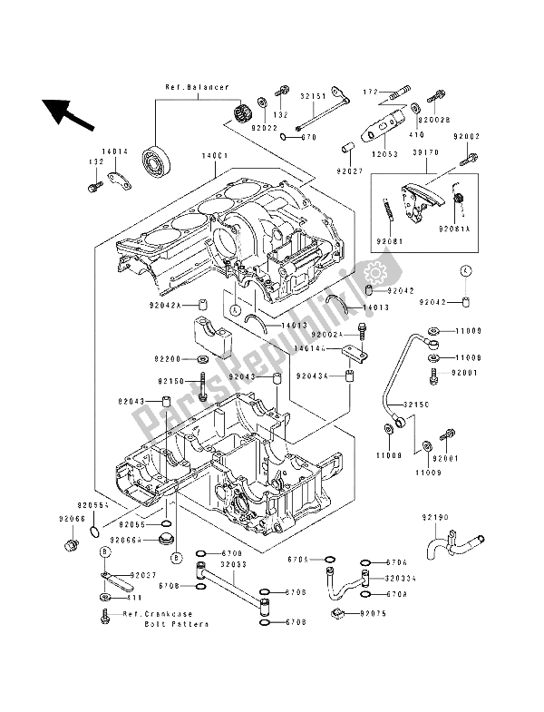Todas as partes de Bloco Do Motor do Kawasaki ZZ R 1100 1994
