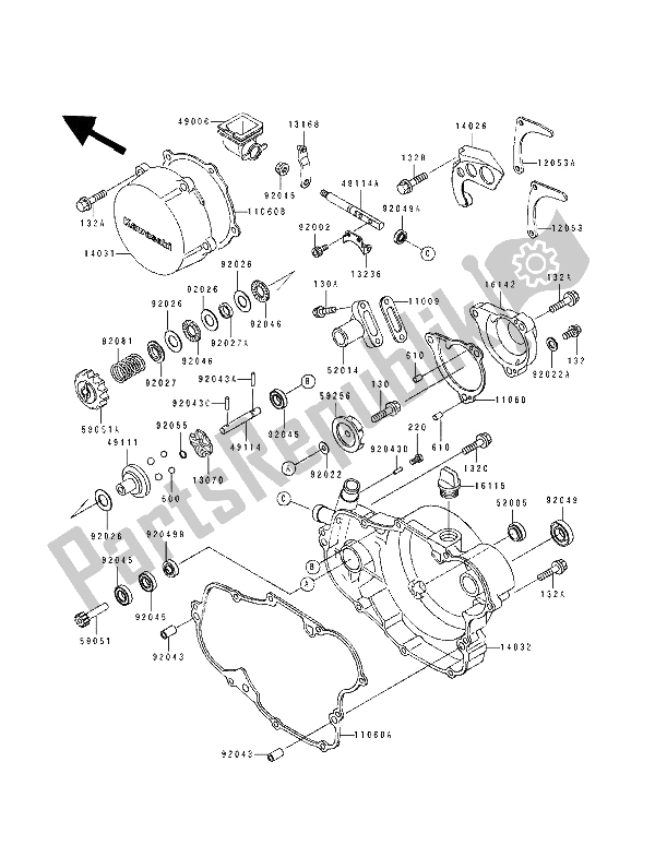 Toutes les pièces pour le Couvert De Moteur du Kawasaki KX 500 1990