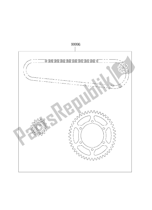 All parts for the Chain Kit of the Kawasaki ZZ R 600 1999