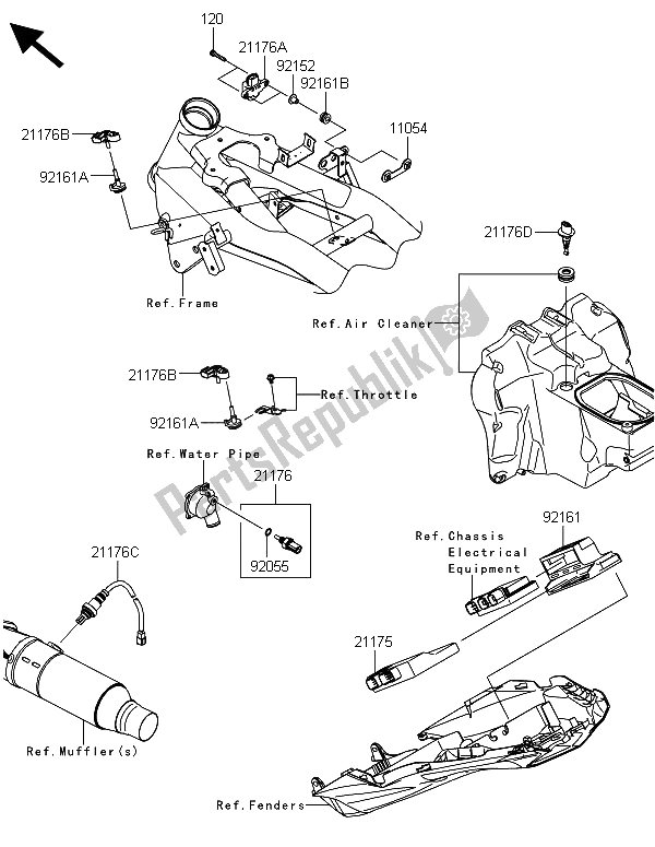 Alle onderdelen voor de Brandstof Injectie van de Kawasaki Z 800 ABS DDS 2013