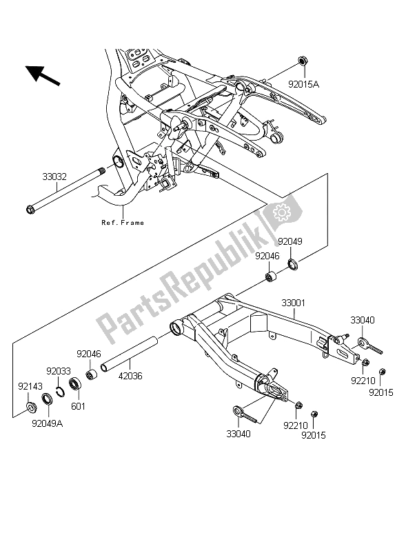 Toutes les pièces pour le Bras Oscillant du Kawasaki VN 1700 Classic ABS 2012