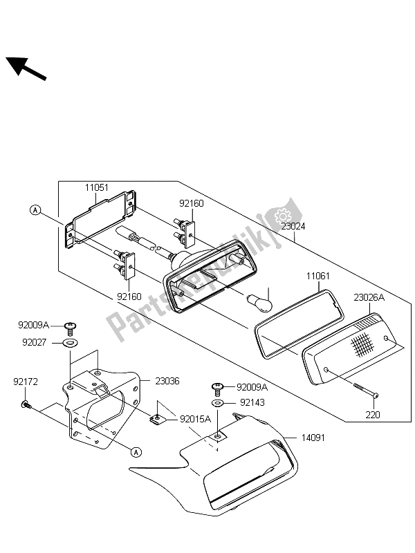 Tutte le parti per il Fanale Posteriore del Kawasaki KFX 700 KSV 700A6F 2006