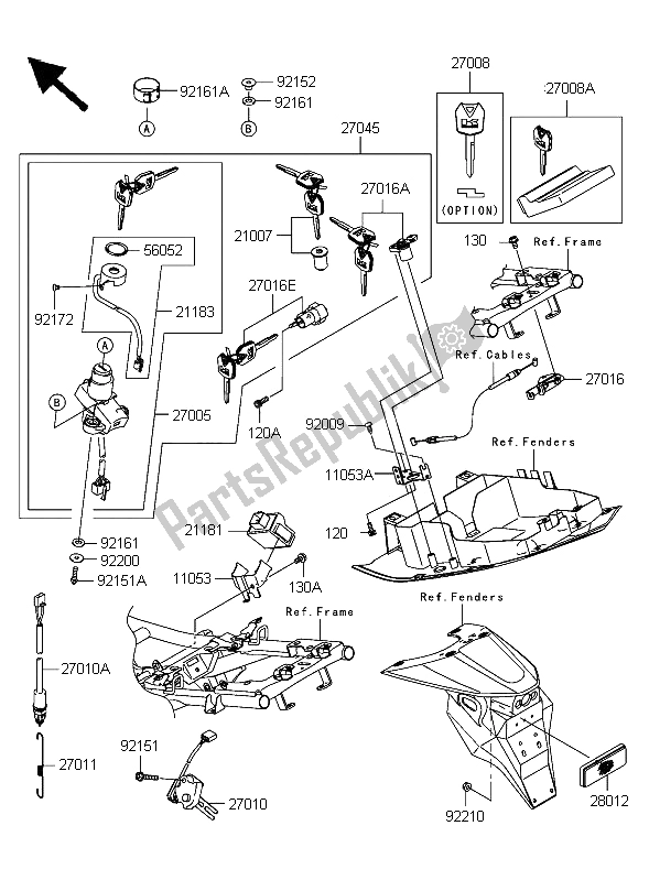 Todas las partes para Switch De Ignición de Kawasaki Z 750S 2006