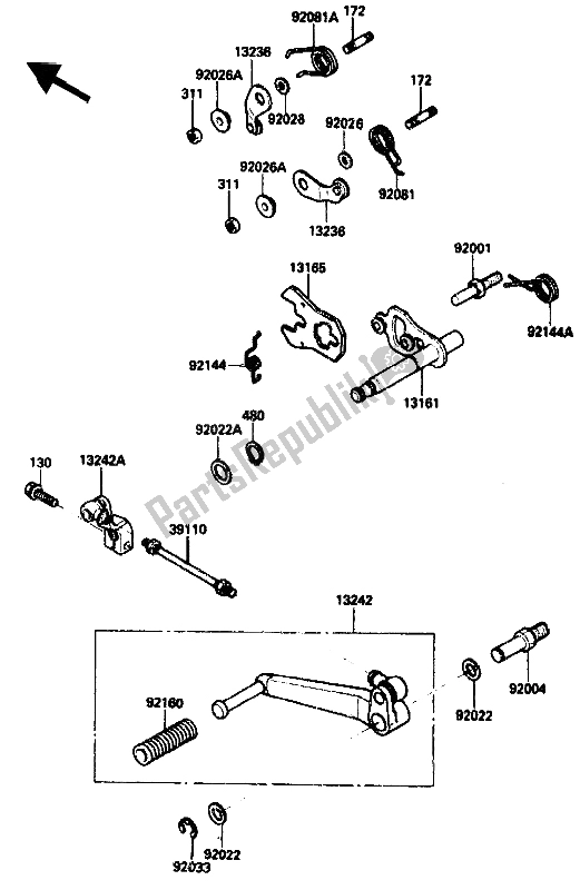 Alle onderdelen voor de Schakelmechanisme van de Kawasaki ZX 10 1000 1988