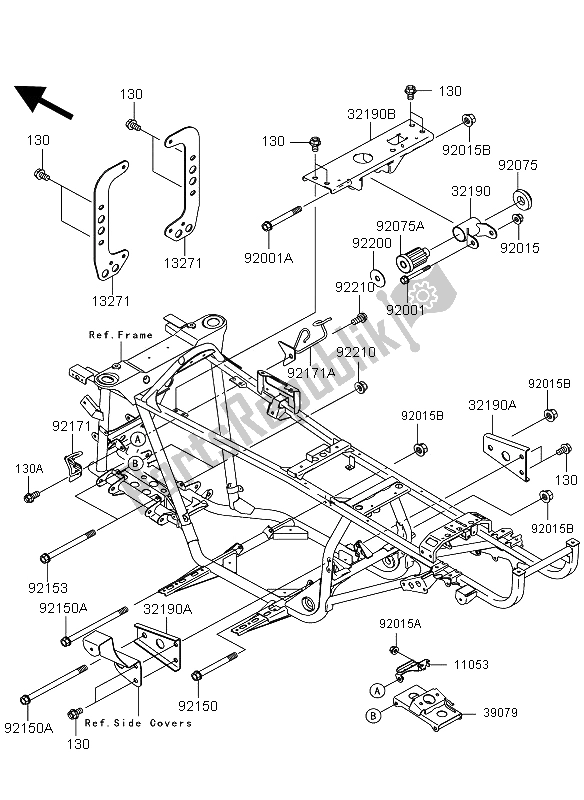 All parts for the Engine Mount of the Kawasaki KVF 360 2009