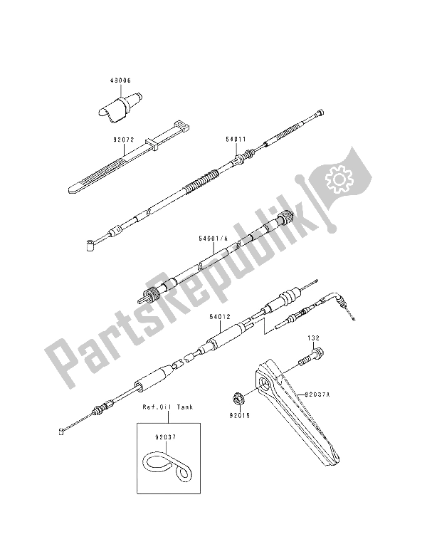 Alle onderdelen voor de Kabel van de Kawasaki KDX 125 1990