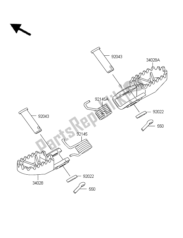 All parts for the Footrests of the Kawasaki KX 65 2006