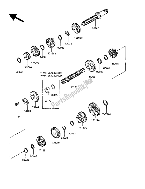 Alle onderdelen voor de Overdragen van de Kawasaki KMX 125 1988