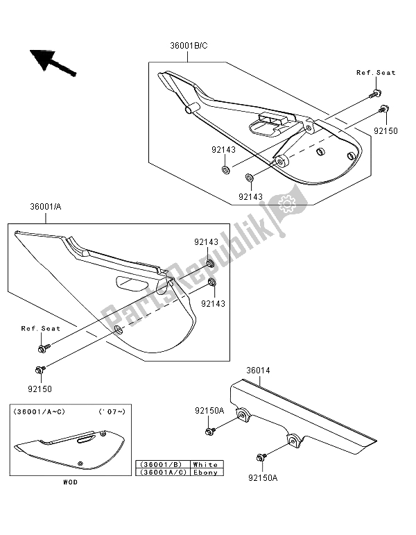 All parts for the Side Covers & Chain Cover of the Kawasaki KLX 110 2009