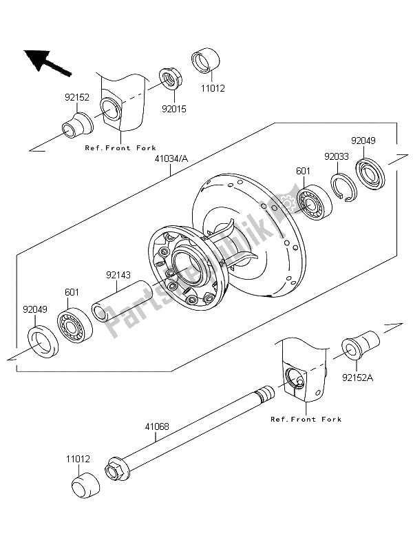 All parts for the Front Hub of the Kawasaki W 800 2012